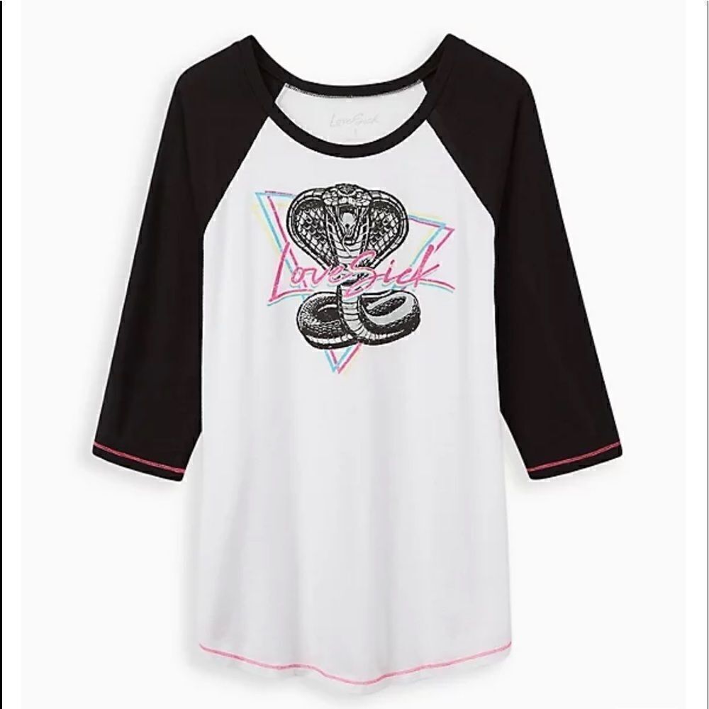 Torrid Lovesick Cobra snake lovesick raglan t tee shirt vintage triangle NEW 2X